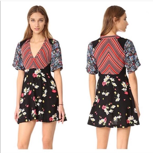 ✨ 🆕 ✨ Free People Mix It Up Printed Mini Dress✨ - Picture 1 of 11